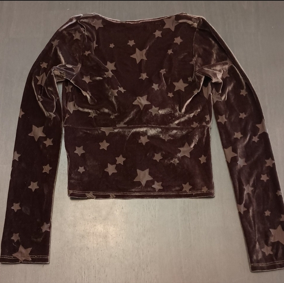 Urban Outfitters Velvet Mesh Star Tie Front Top - Picture 5 of 8